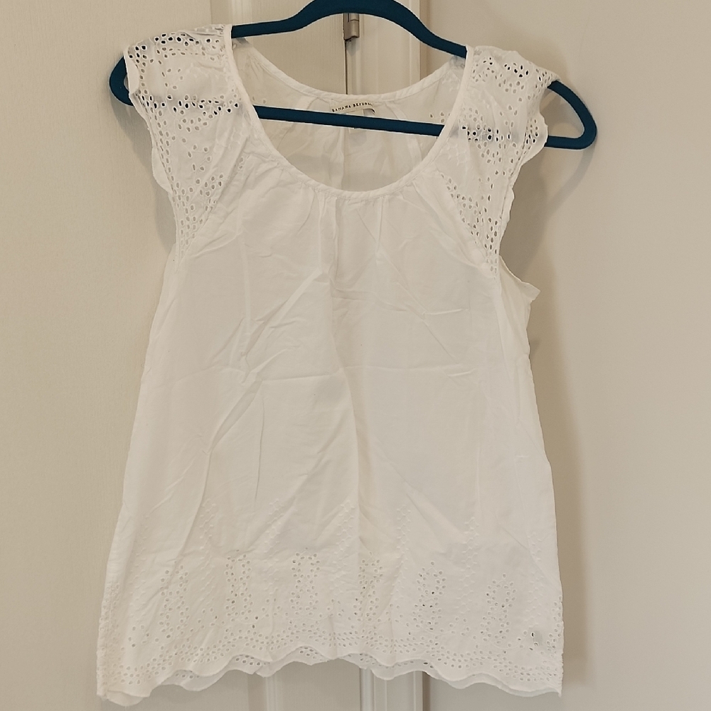 Banana Republic White Eyelet Cap Sleeve Blouse